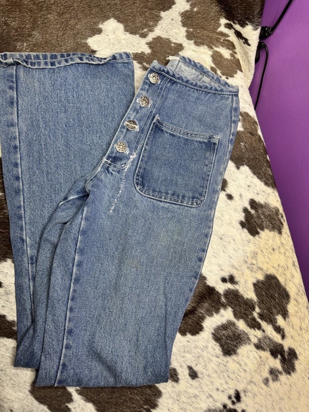 Joy Jeans Button Fly Bell Bottom Size Small Women's Blue Denim Jeans